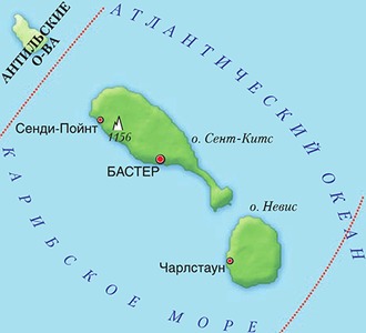 Невис на карте
